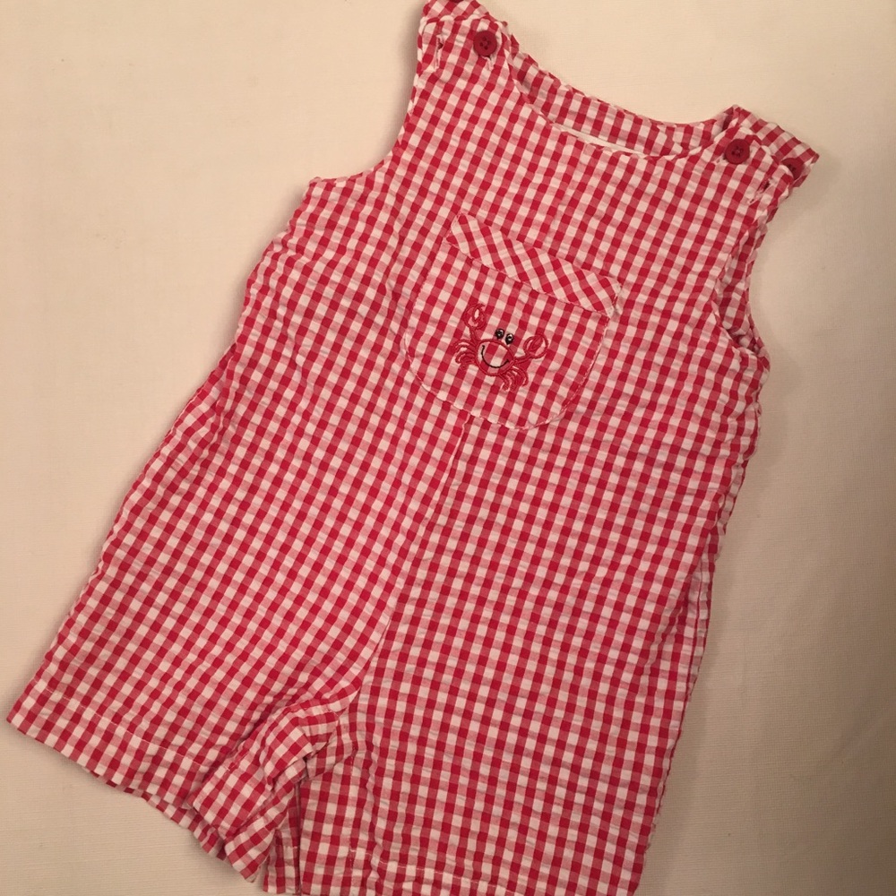 Strasburg baby romper Size 18m. Red Gingham